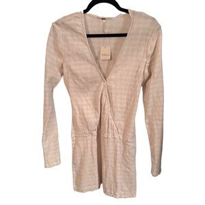 NWT $88 Free People dress Long Sleeve Stretch Dress Cream Size Small